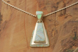 Calvin Begay Fire and Ice Opal Sterling Silver Navajo Pendant